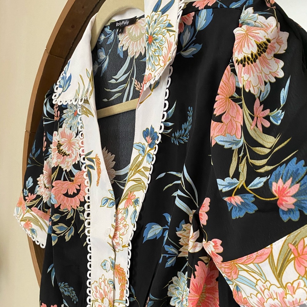 Japanese Inspired Kimono Floral Dress 116 - Picture 7 of 9